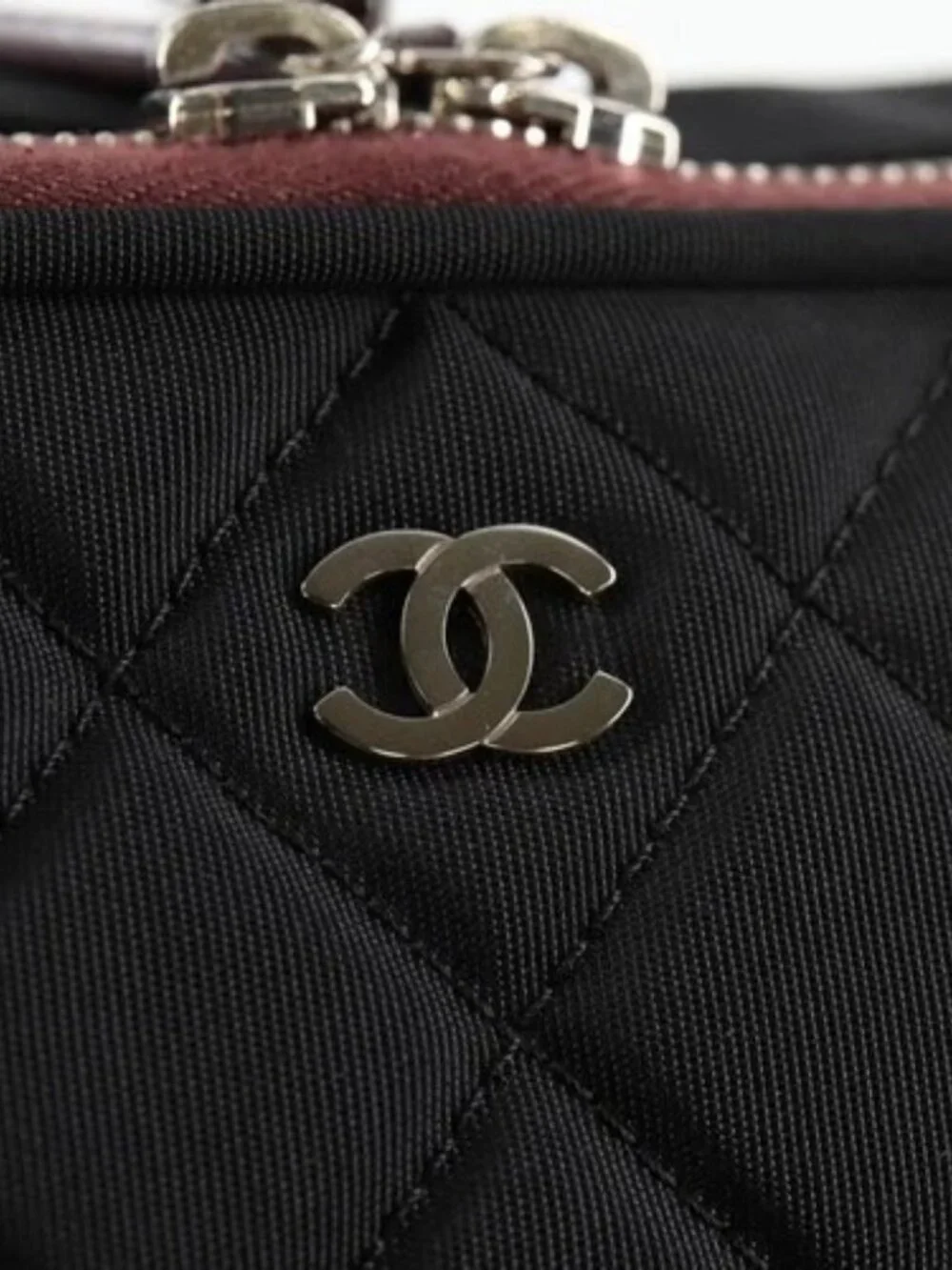 CHANEL Matelasse PC Case Nylon Black Silver CC Auth 121516M